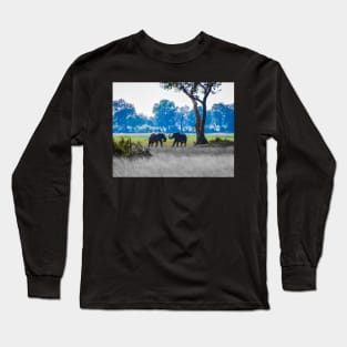 Two young bull elephants Long Sleeve T-Shirt